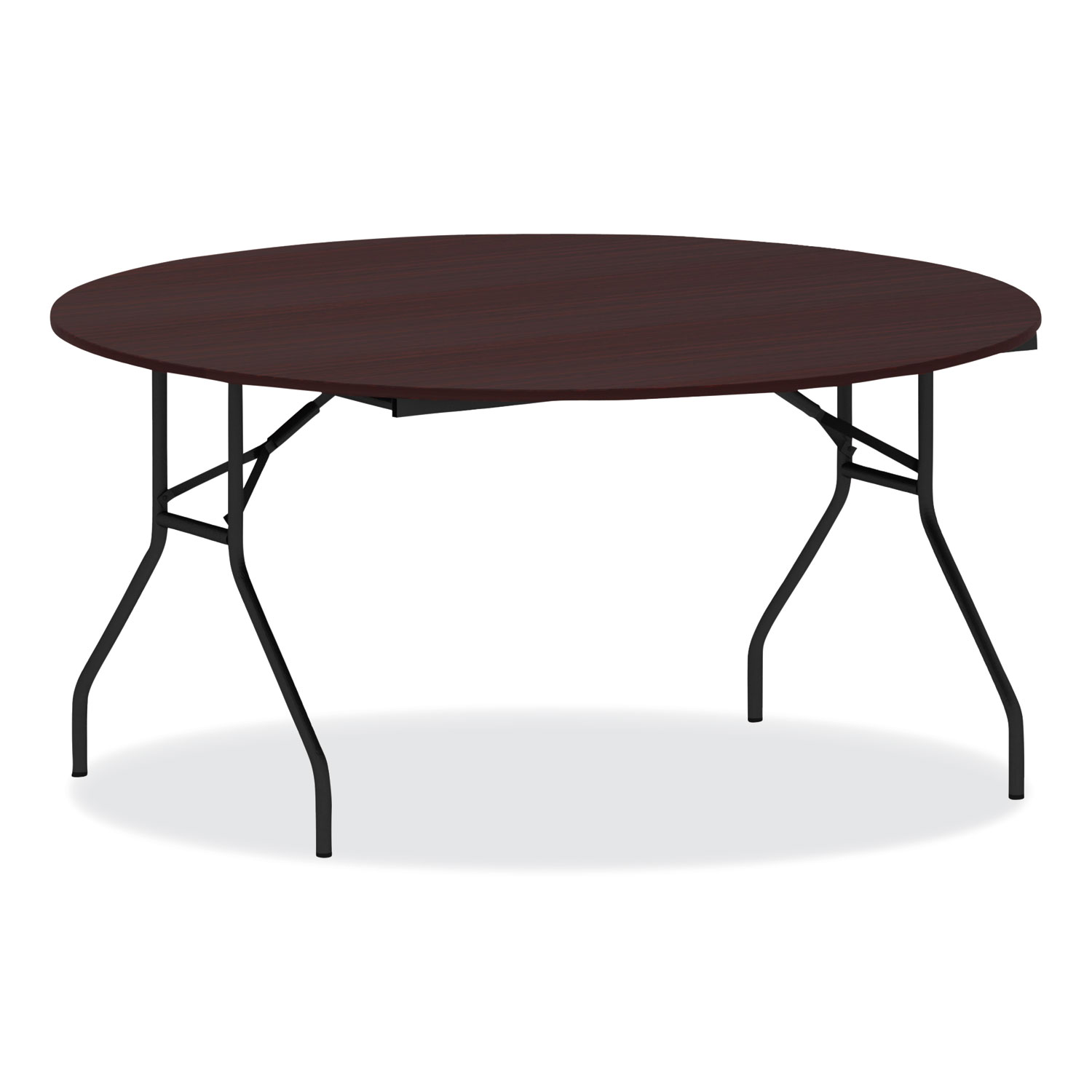 Round Wood Folding Table, 59" Diameter x 29.13h, Mahogany Western