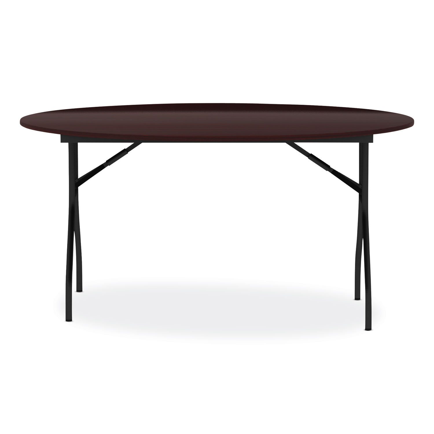 Round Wood Folding Table, 59" Diameter x 29.13h, Mahogany Western
