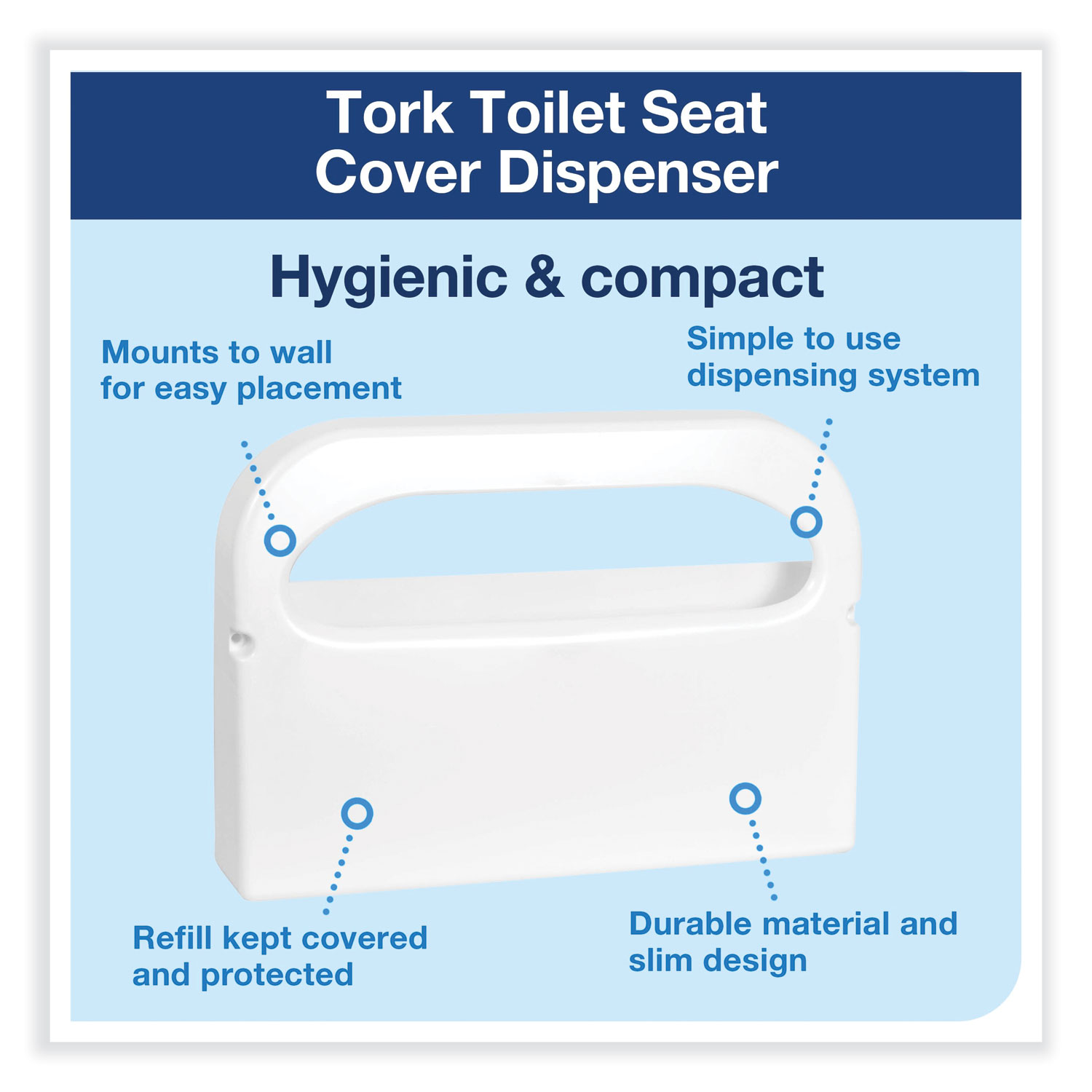 Tork® Toilet Seat Cover Dispenser, 16 x 3 x 11.5, White, 12/Carton