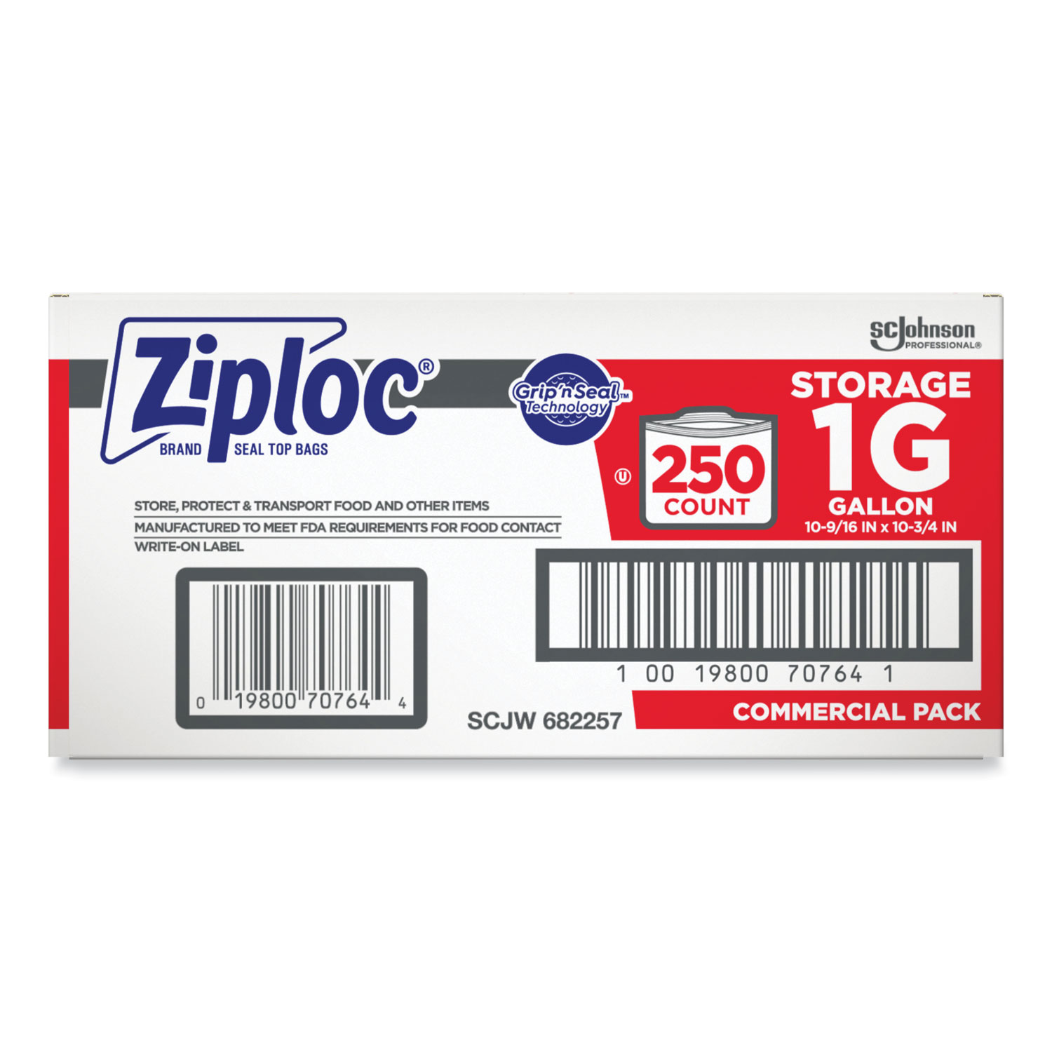 Ziploc® Double Zipper Storage Bags, 1 gal, 1.75 mil, 10.56" x 10.75