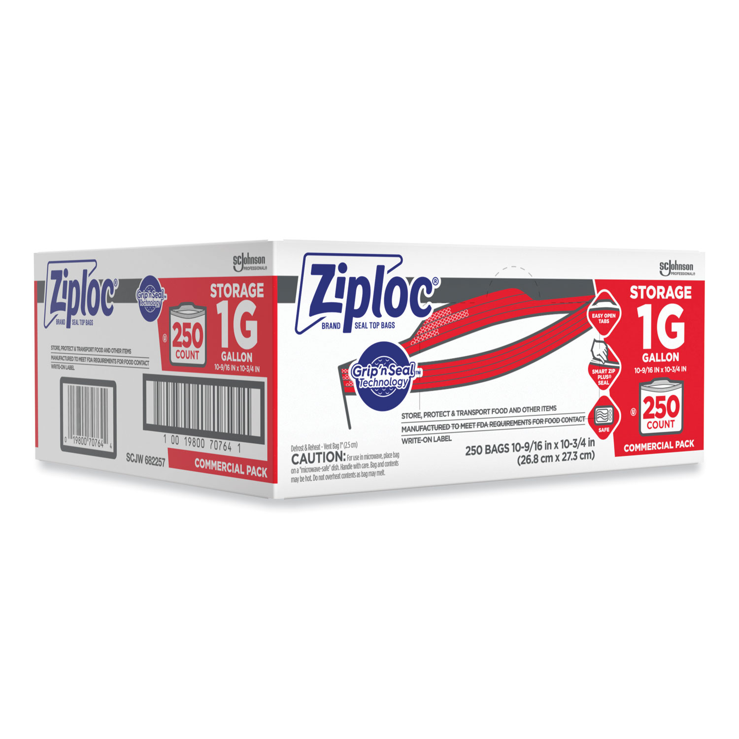 Ziploc® Double Zipper Storage Bags, 1 gal, 1.75 mil, 10.56" x 10.75