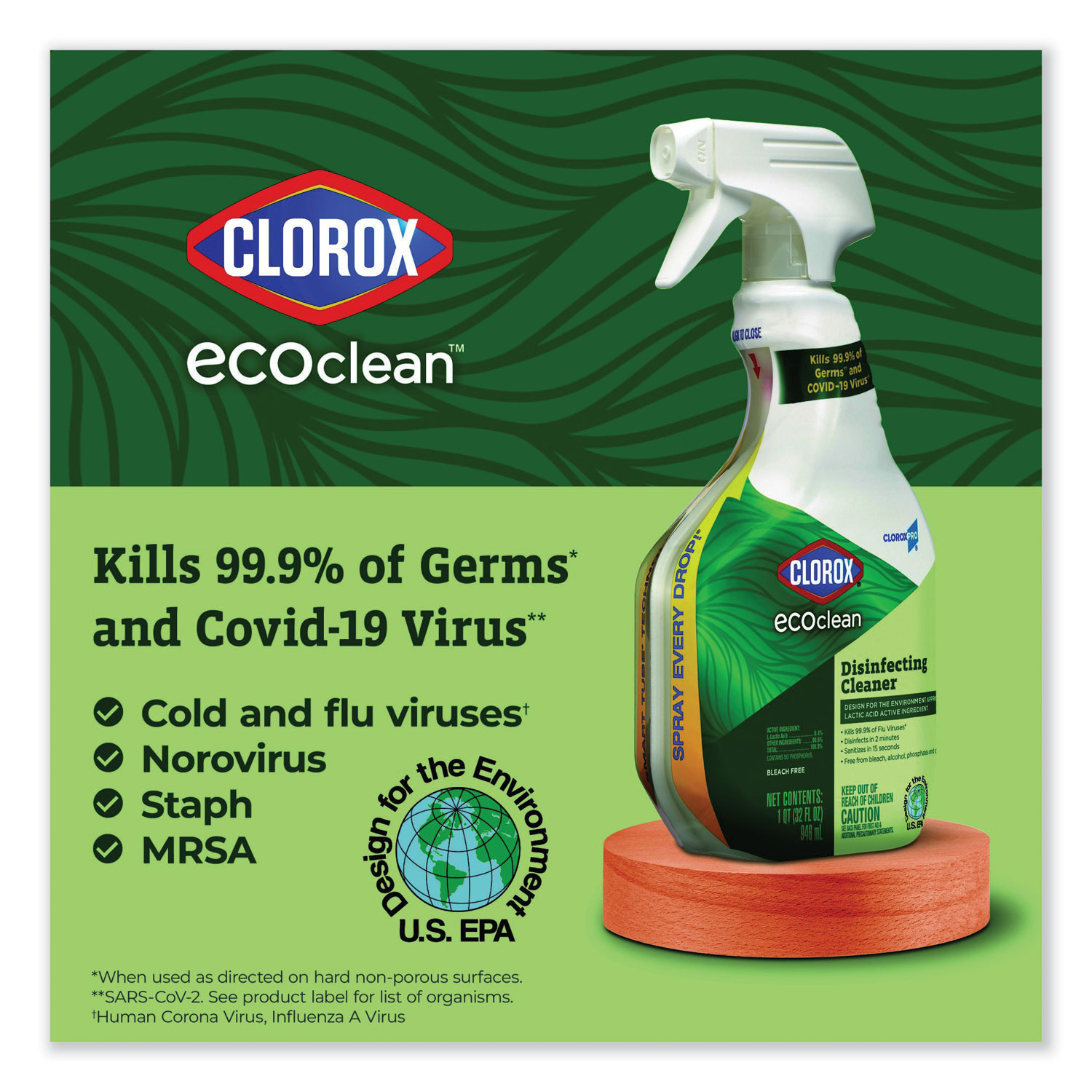 Clorox® Clorox Pro EcoClean Disinfecting Cleaner, Unscented, 32 oz