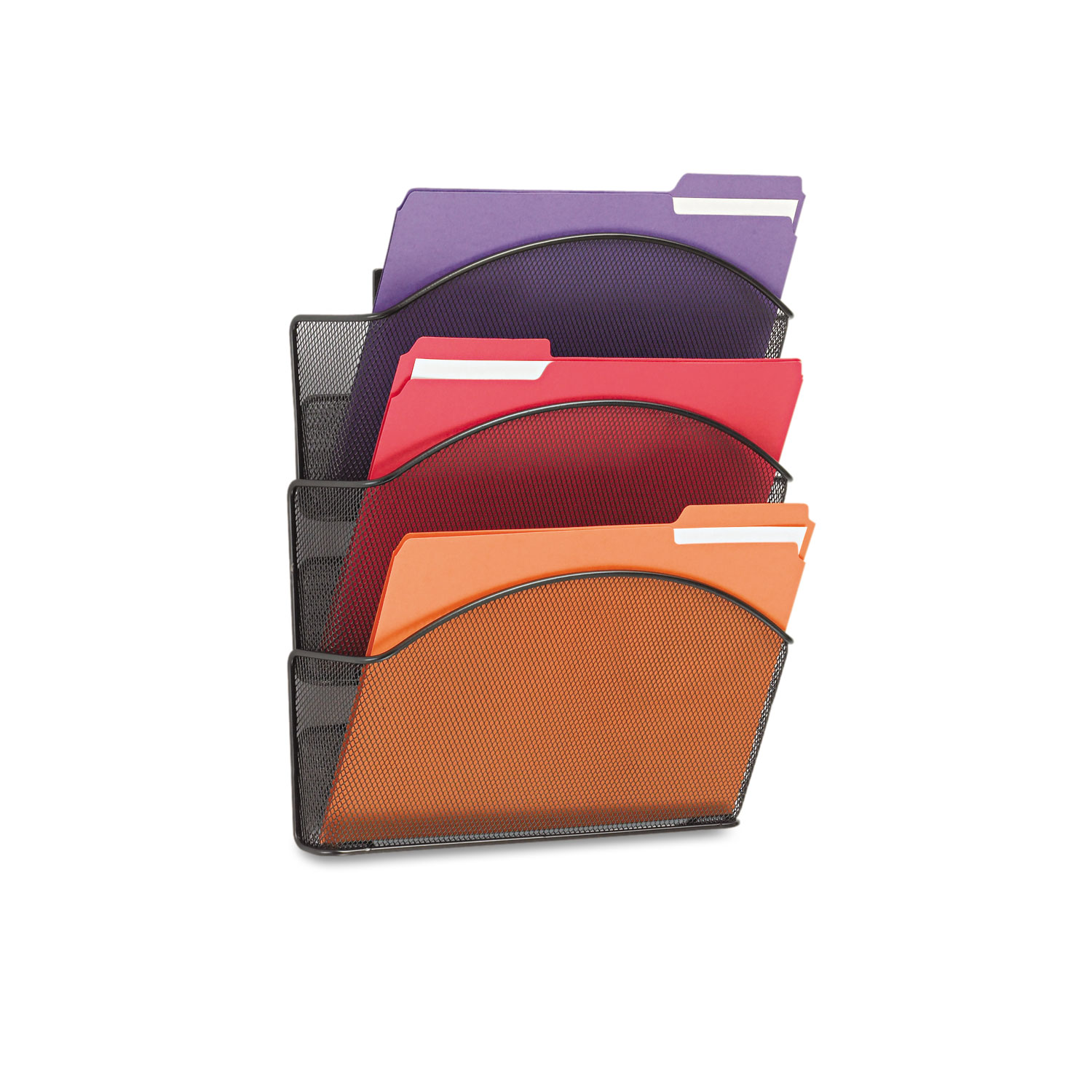 Onyx Mesh Wall Pockets, 3 Sections, Letter Size, 12" x 3.25" x 17.25