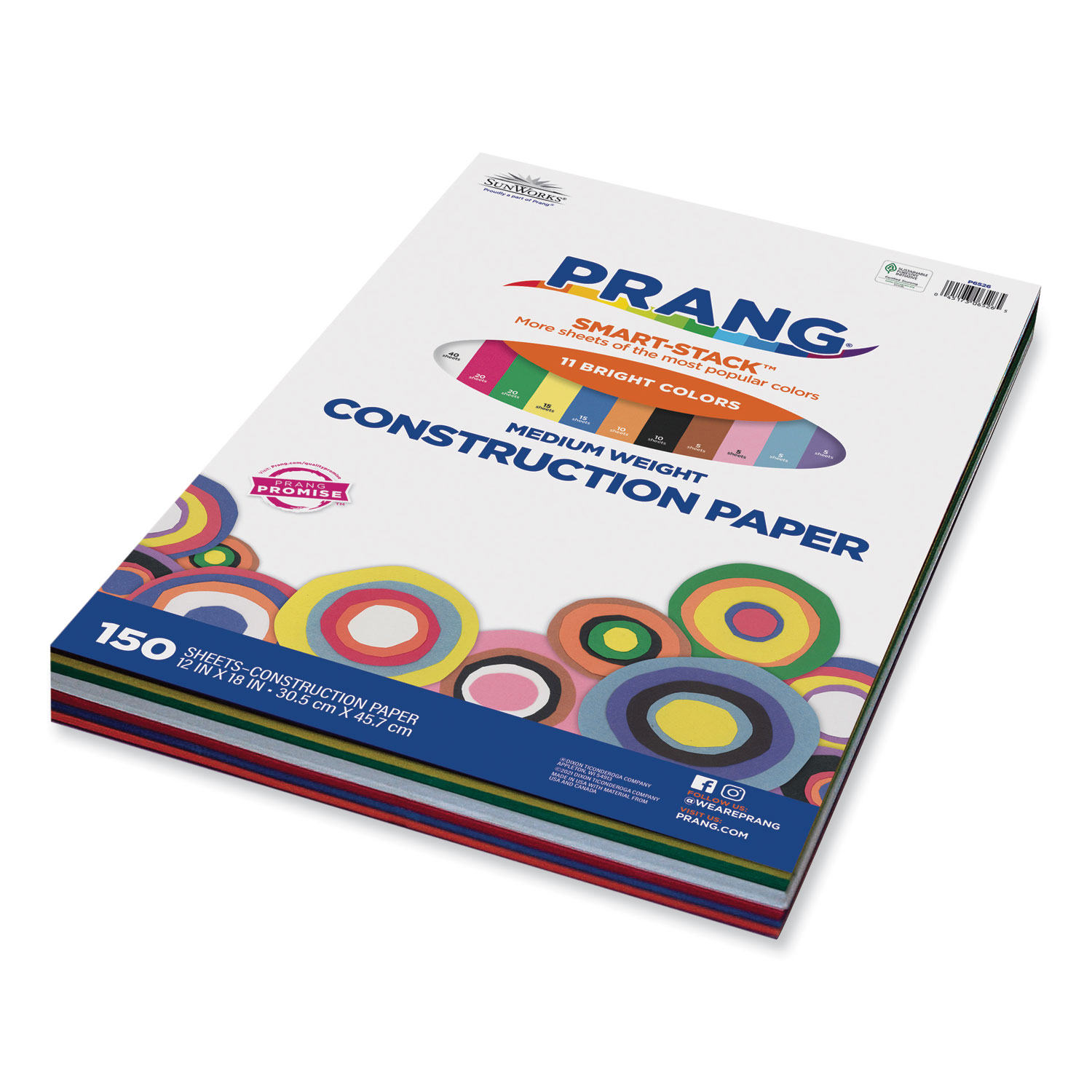Prang® SunWorks Construction Paper SmartStack, 50 lb Text Weight, 12 x
