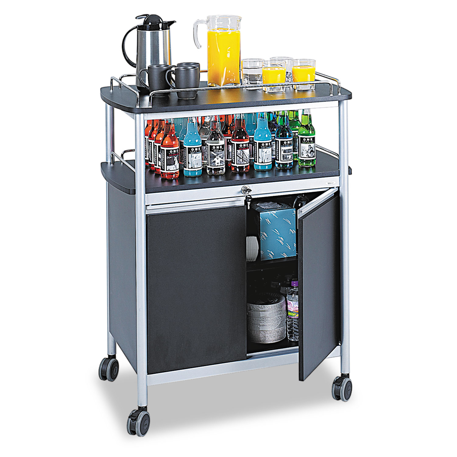 SAF8964BL Safco Mobile Beverage Cart Zuma
