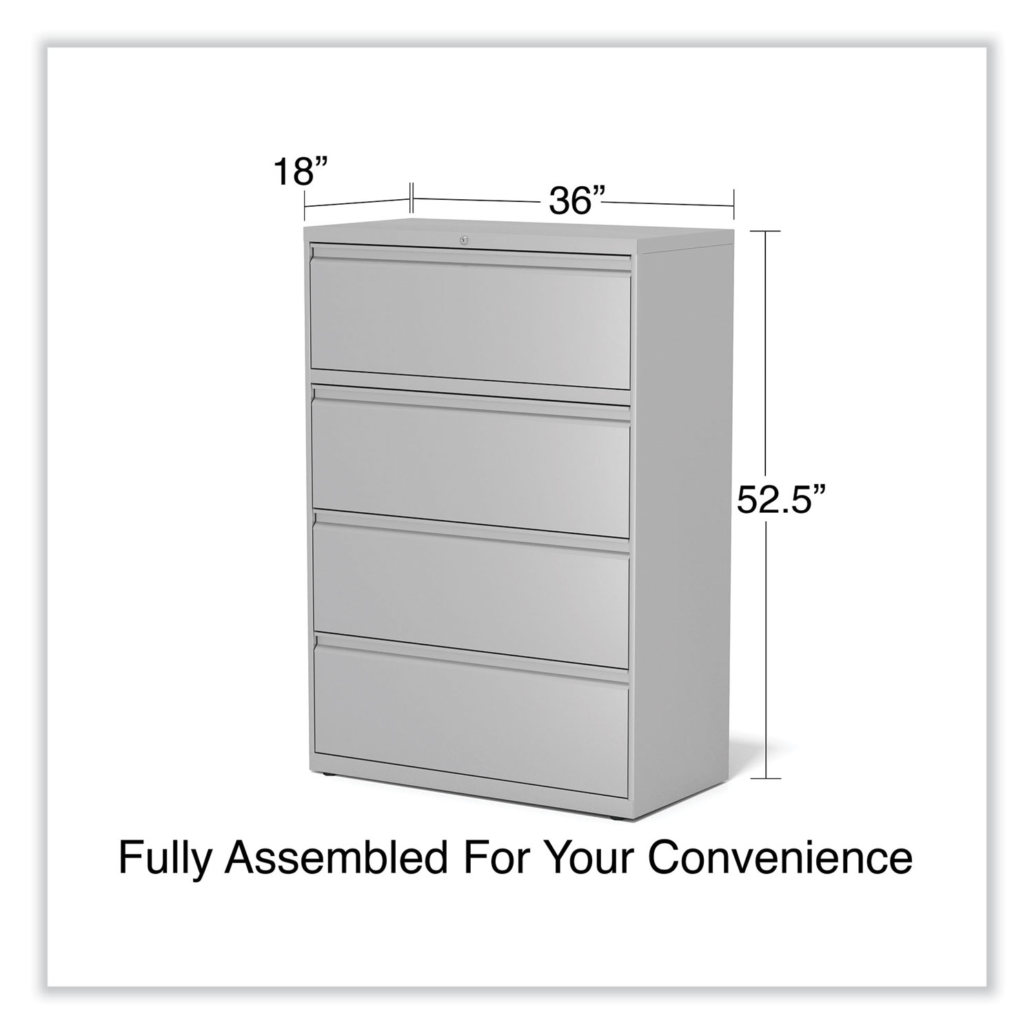 Lateral File, 4 Legal/LetterSize File Drawers, Light Gray, 36" x 18.63