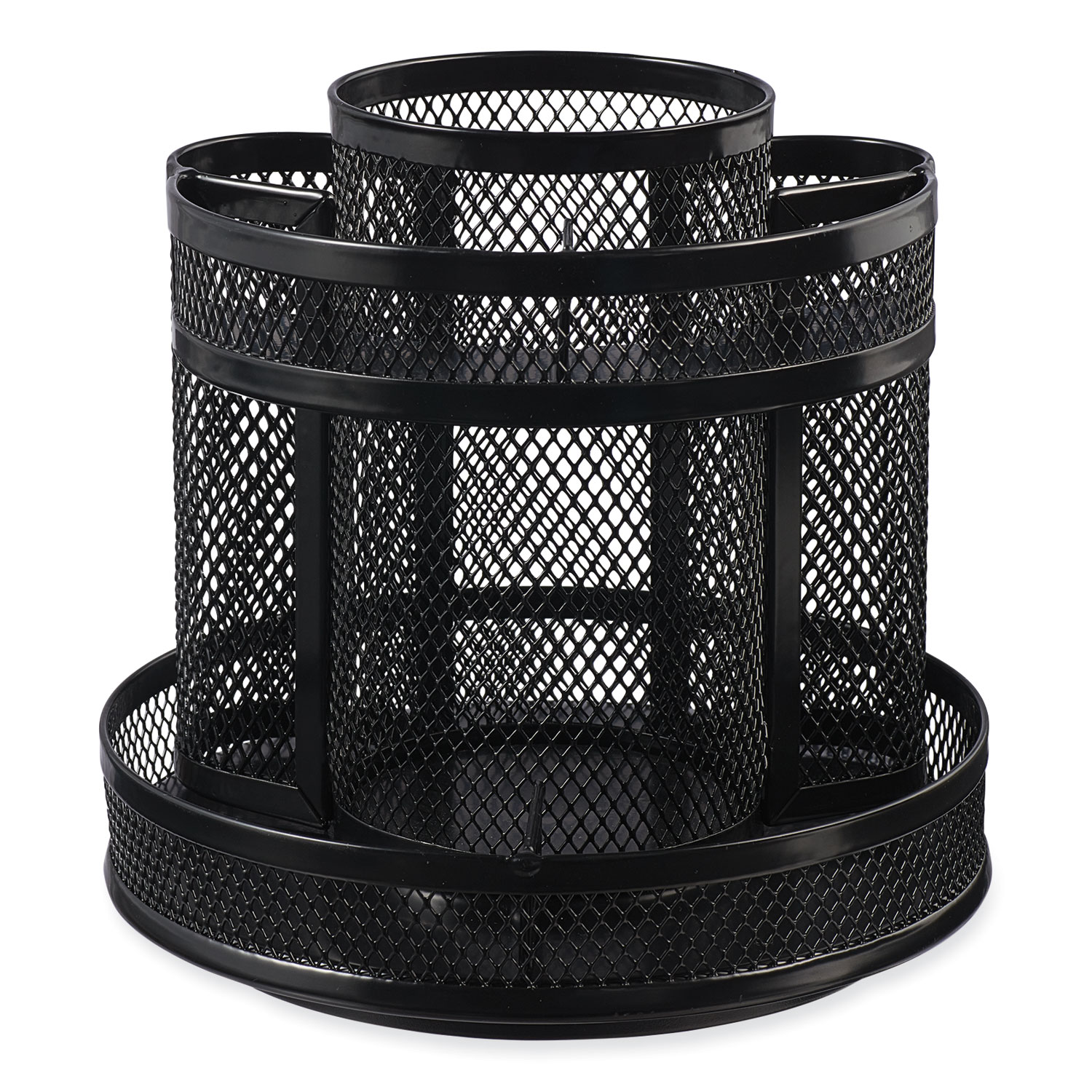 Metal Mesh Rotating Desktop Organizer, 8 Compartments, Metal Mesh, 6.5