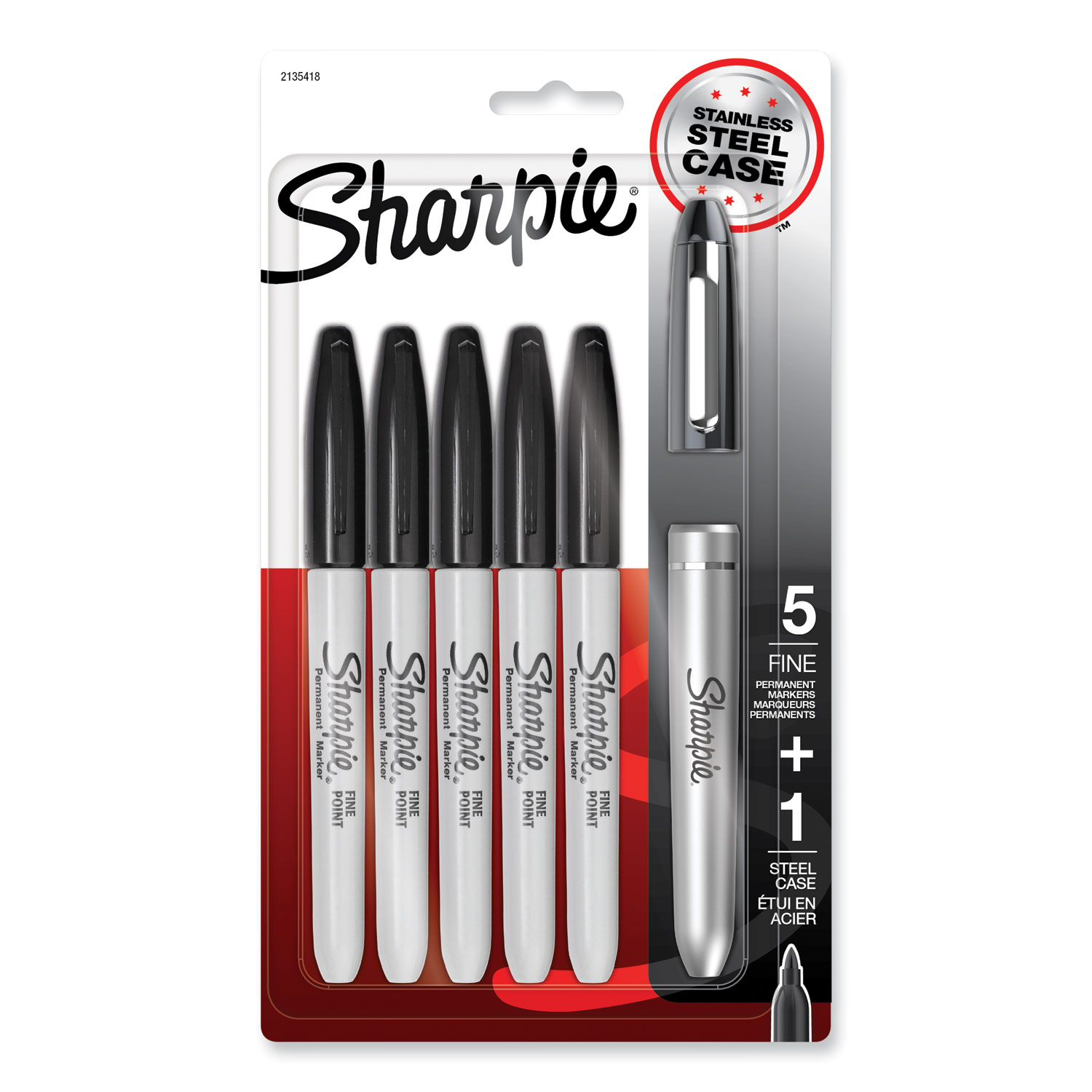 Fine Tip Permanent Marker, Stainless Steel Single Marker Case, Fine