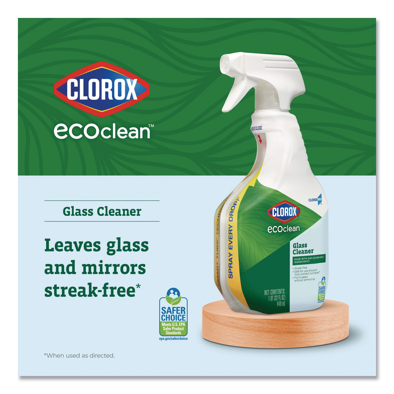 Clorox® Clorox Pro EcoClean Glass Cleaner, Unscented, 32 oz Spray