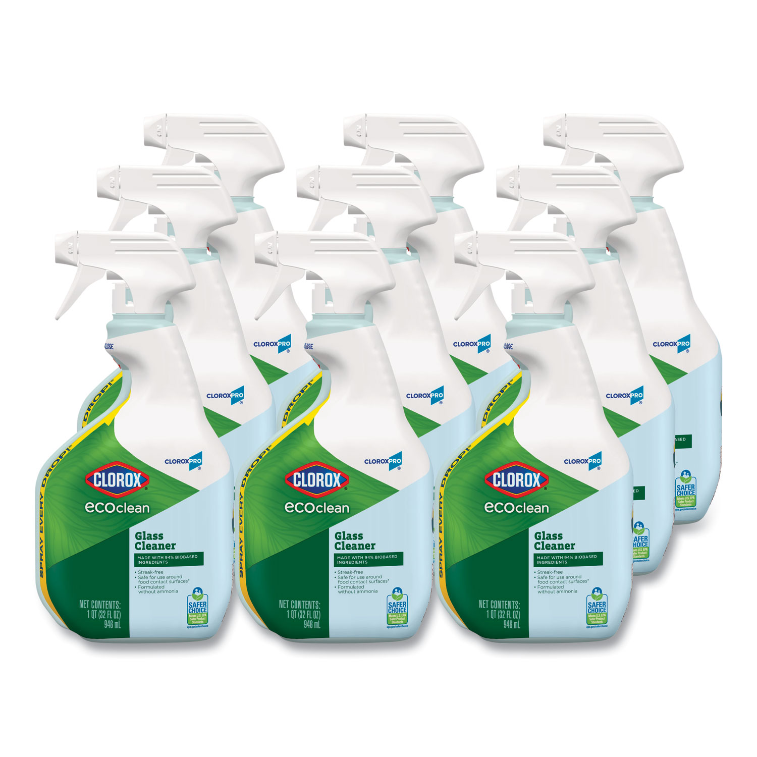 Clorox® Clorox Pro EcoClean Glass Cleaner, Unscented, 32 oz Spray