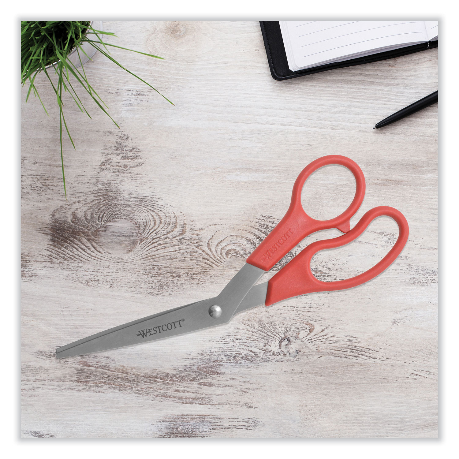 Value Line Stainless Steel Shears, 8" Long, 3.5" Cut Length, Red Offset