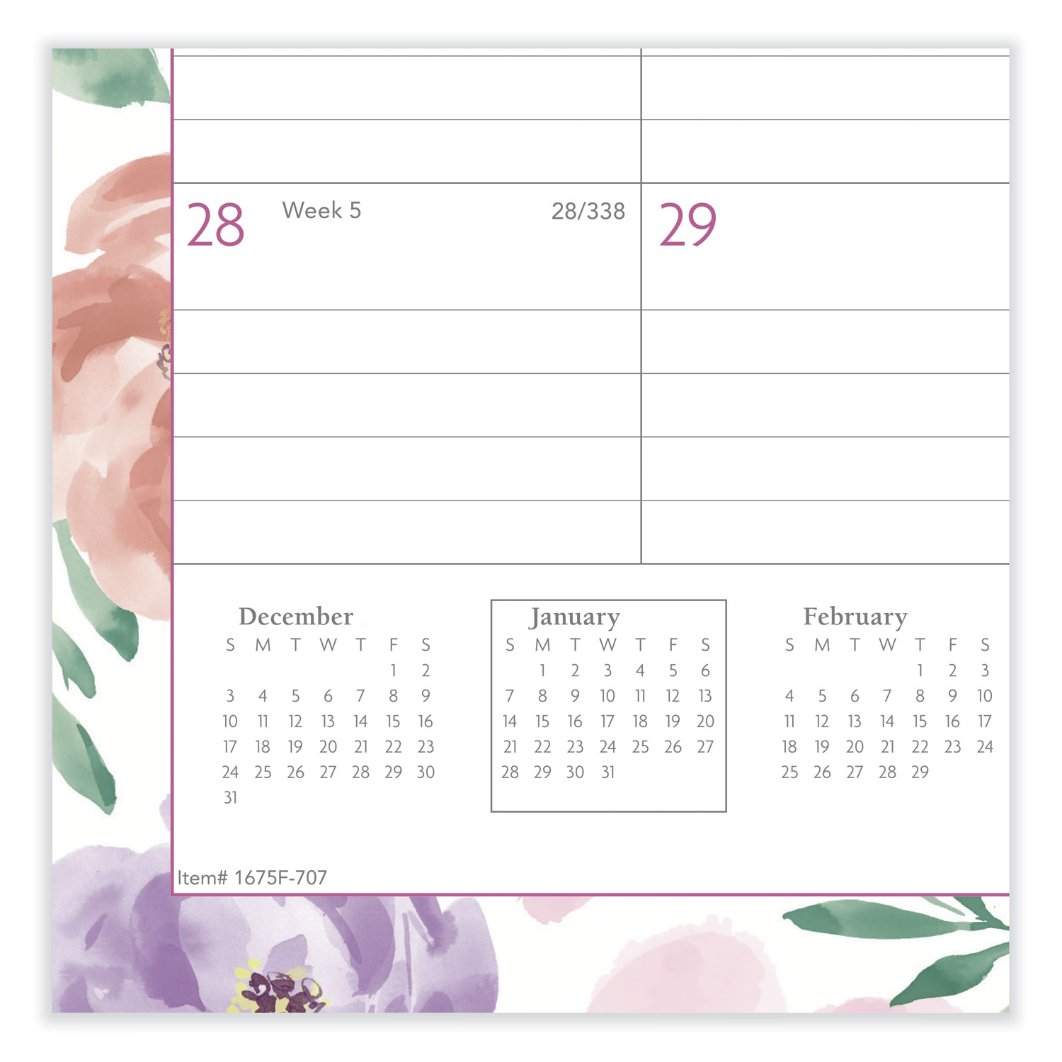 Badge Floral Wall Calendar, Floral Artwork, 15 x 12, White/Multicolor