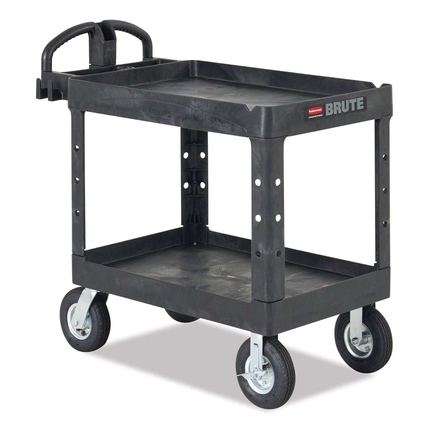 BRUTE HeavyDuty Utility Cart with Lipped Shelves, Plastic, 2 Shelves