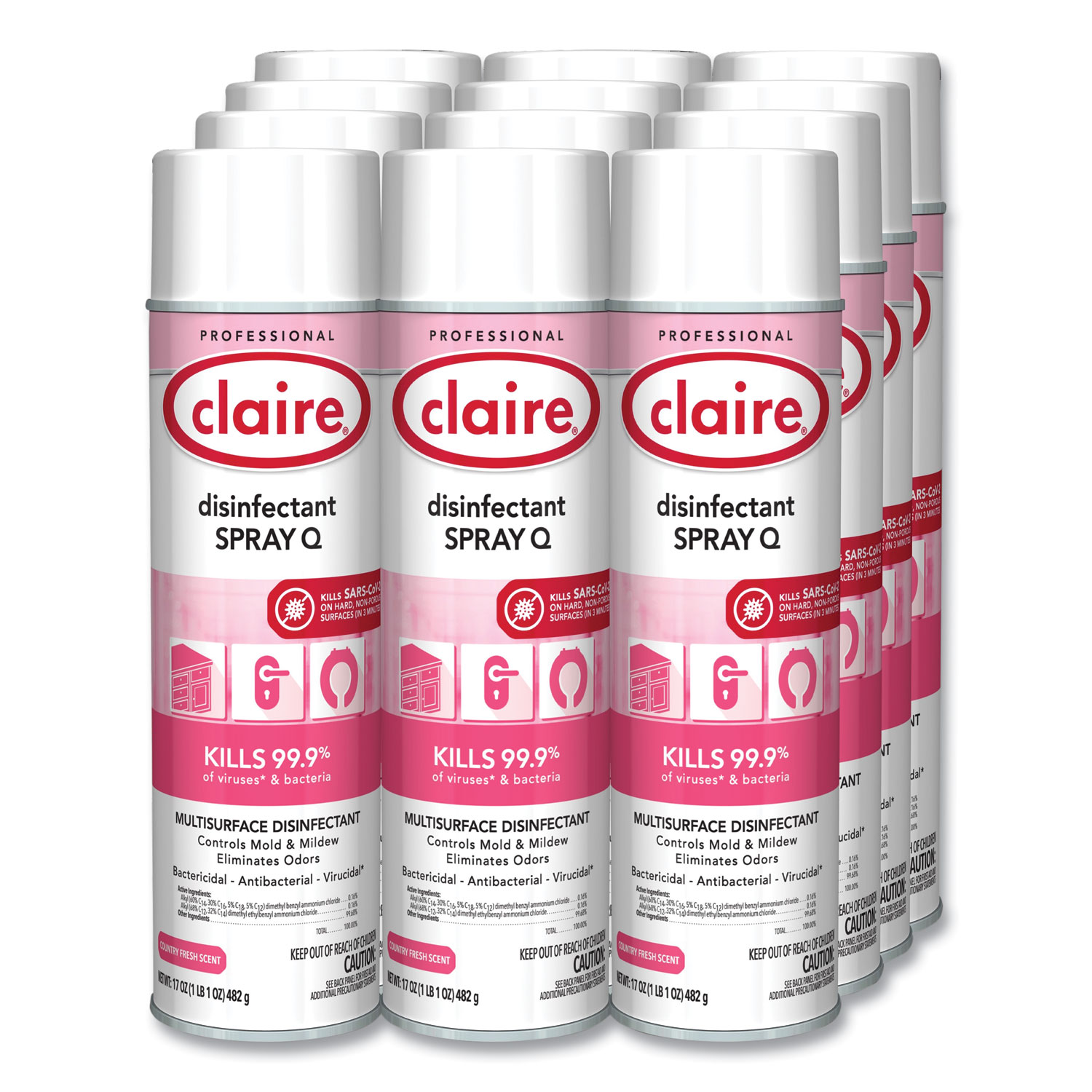Claire® Spray Q Disinfectant, Country Fresh Scent, 17 oz Aerosol Spray