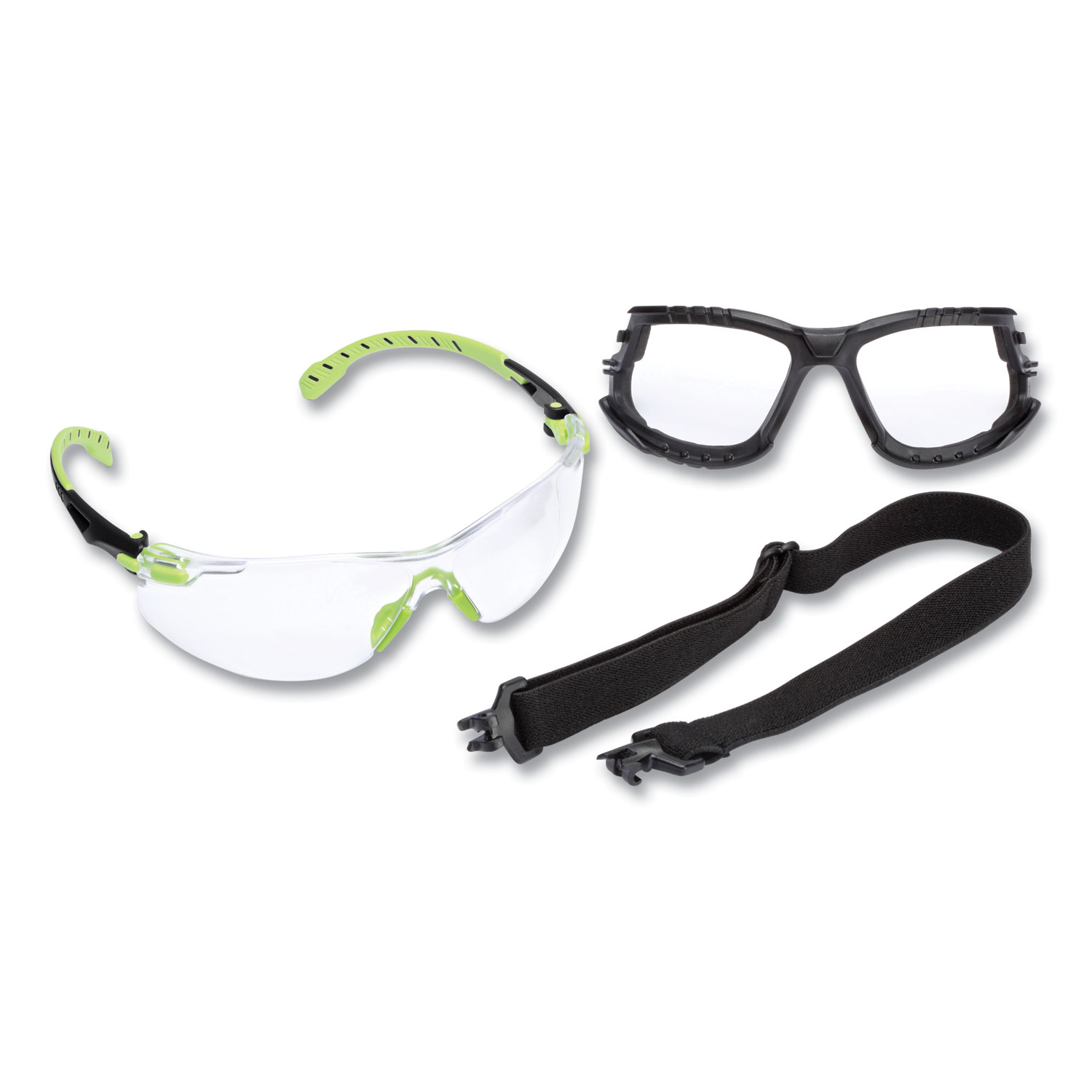 3M™ Solus 1000Series Safety Glasses, Green Plastic Frame, Clear