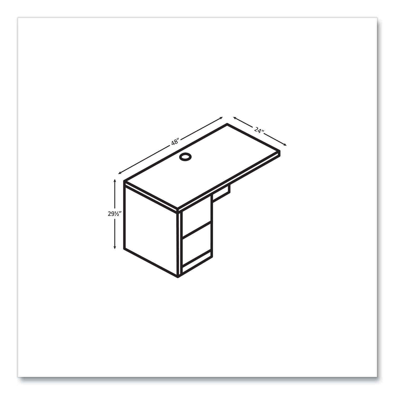 HON® 10500 Series Return with FullHeight Pedestal, Left, 48" x 24" x