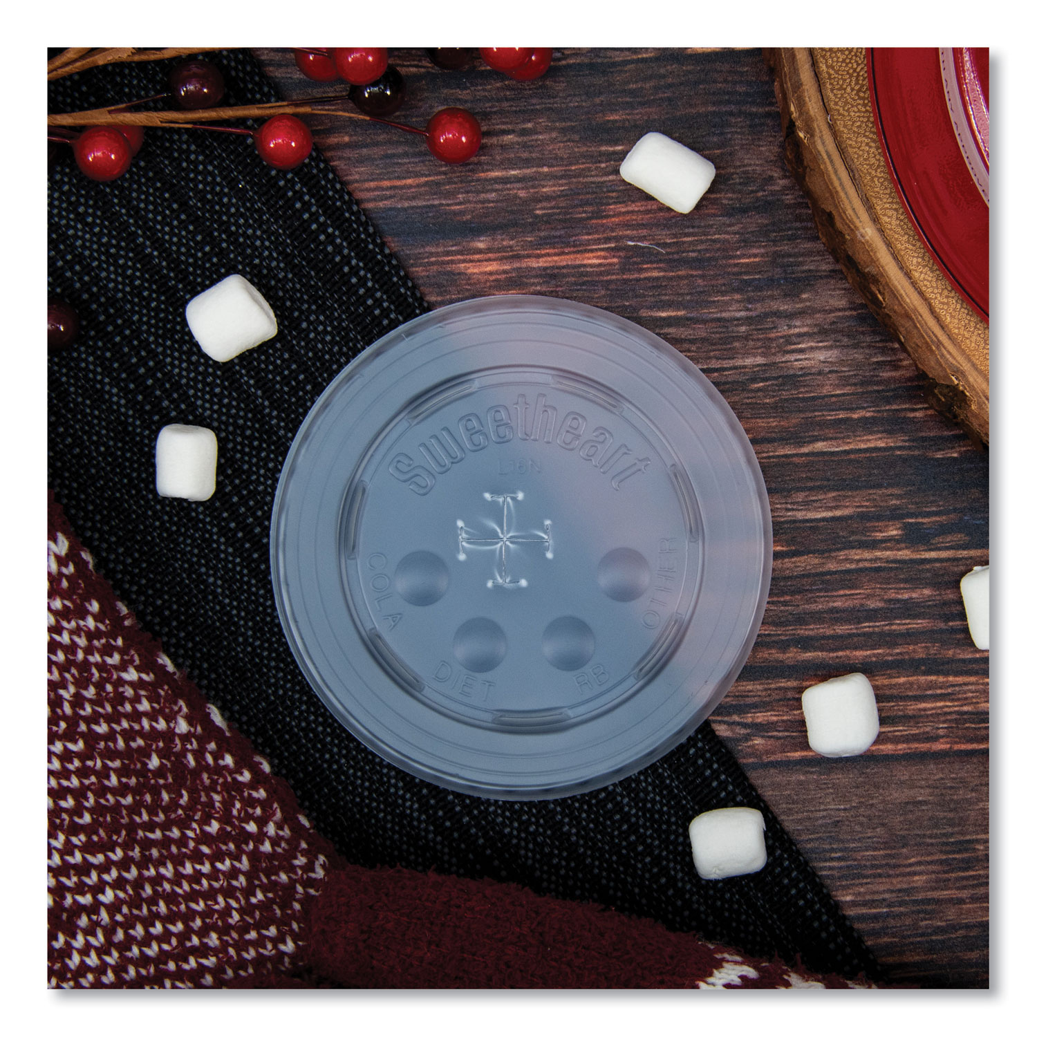 Polystyrene Plastic Flat StrawSlot Cold Cup Lids, Fits 12 oz to 24 oz