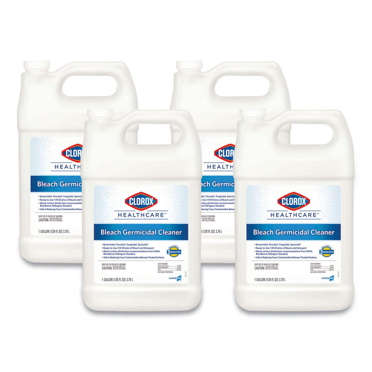 Clorox Healthcare® Bleach Germicidal Cleaner, 128 oz Refill Bottle, 4