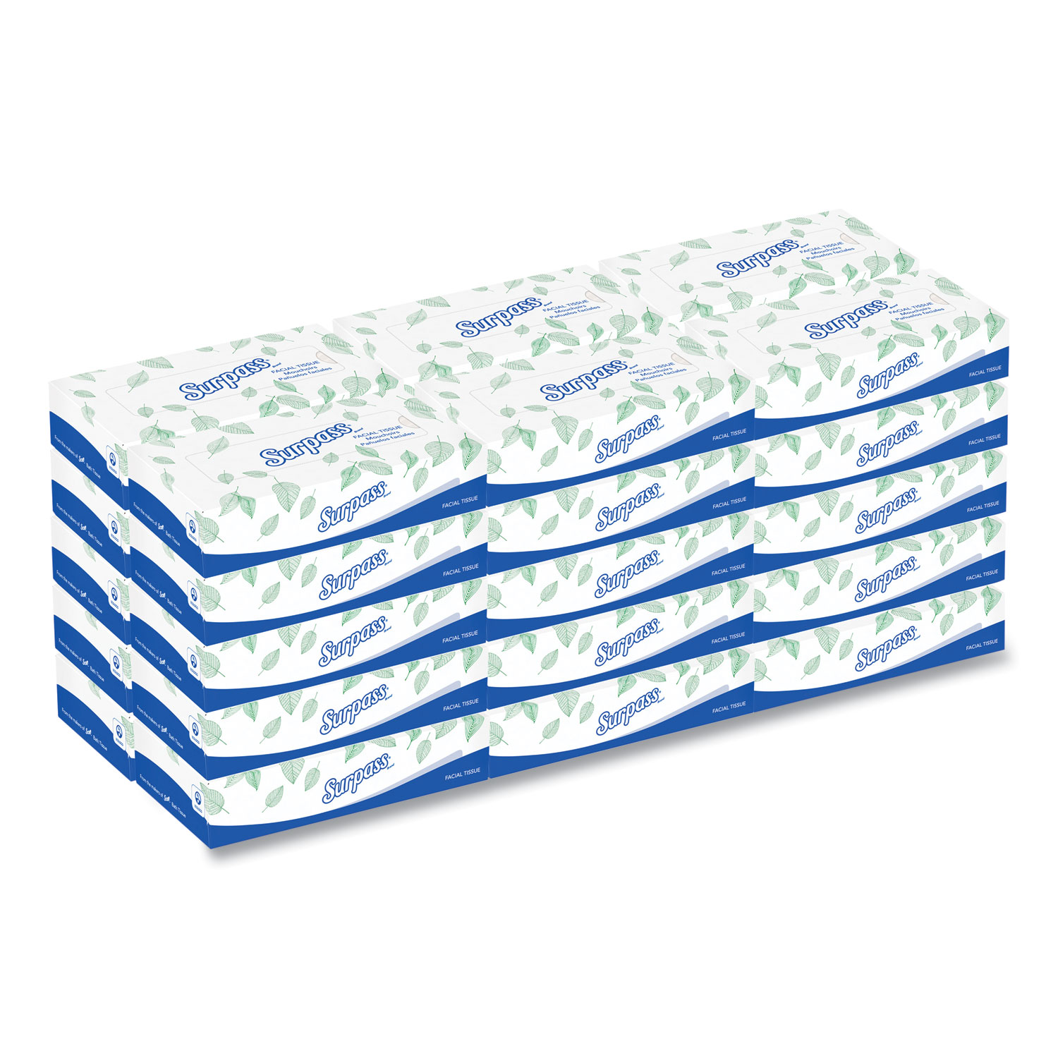 Surpass® Facial Tissue for Business, 2Ply, White, Flat Box, 100 Sheets