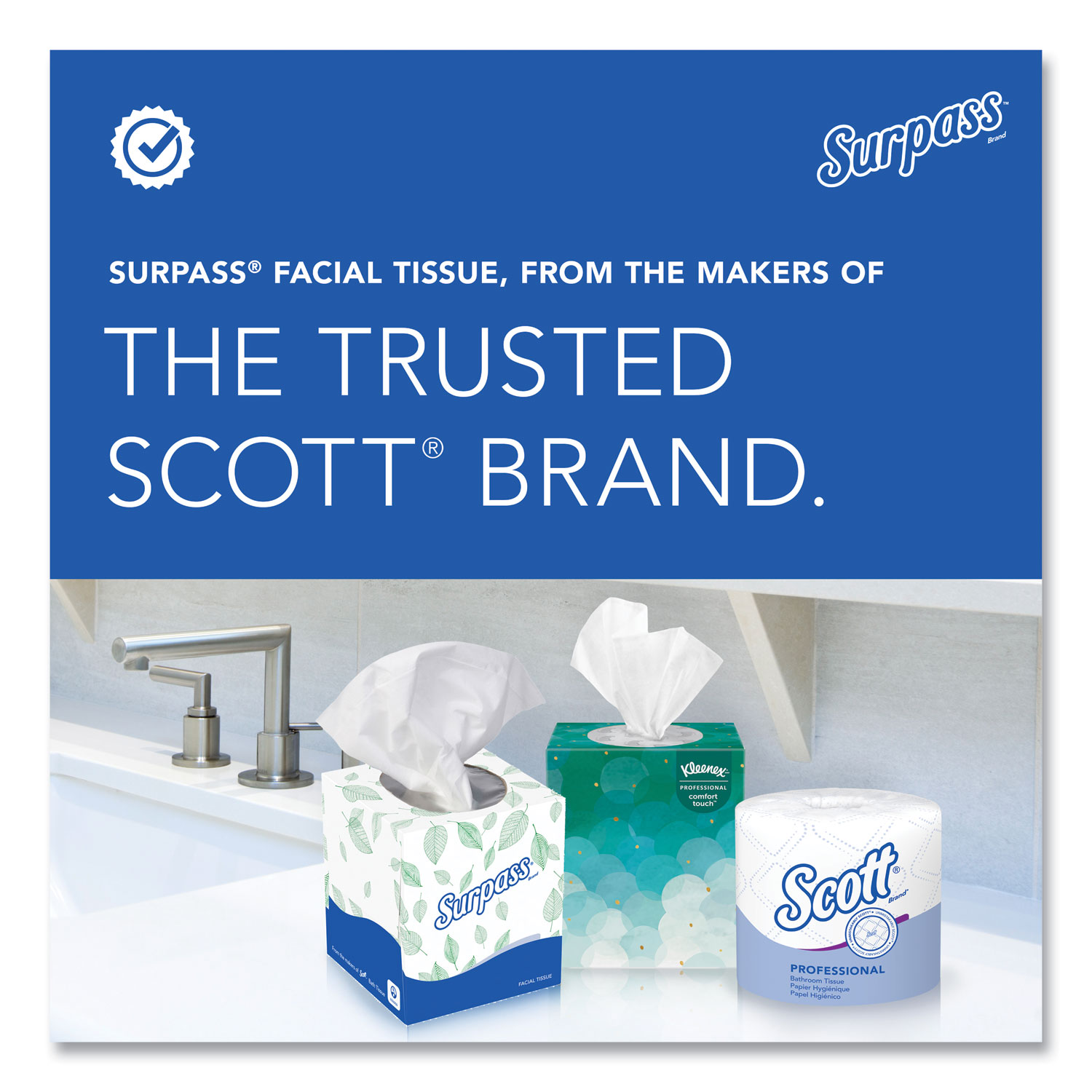 Surpass® Facial Tissue for Business, 2Ply, White, Flat Box, 100 Sheets