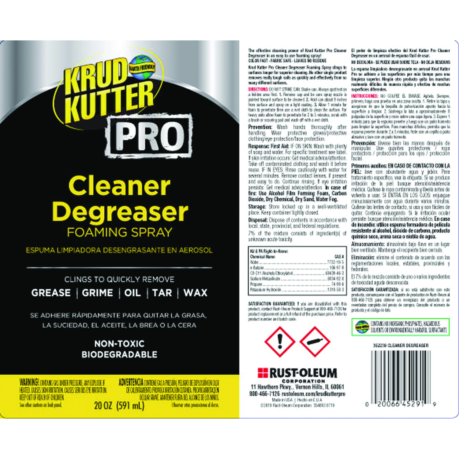 KRUD KUTTER® PRO ReadyToUse Cleaner Degreaser Foaming Spray, 20 oz