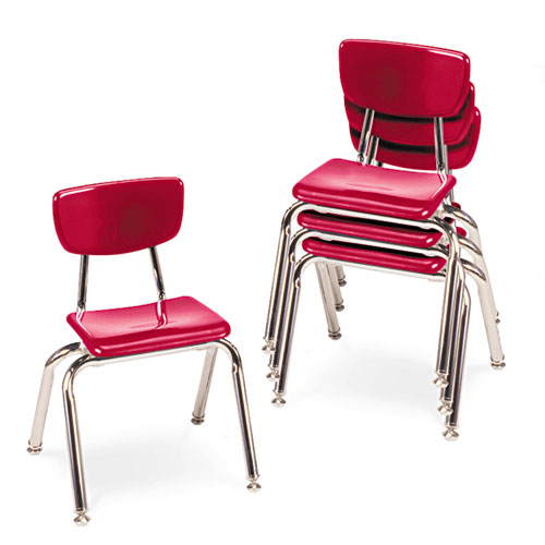 Virco® 3000 Series Classroom Chairs, 14" Seat Height, Red, 4/Carton