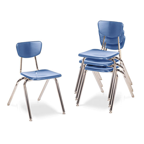 Virco® 3000 Series Classroom Chairs, 18" Seat Height, Blueberry, 4