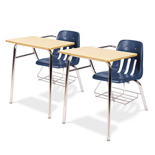 Virco 9400 Series Chair Desk, 21w x 331/2d x 30h, Fusion Maple/Navy, 2/Carton National