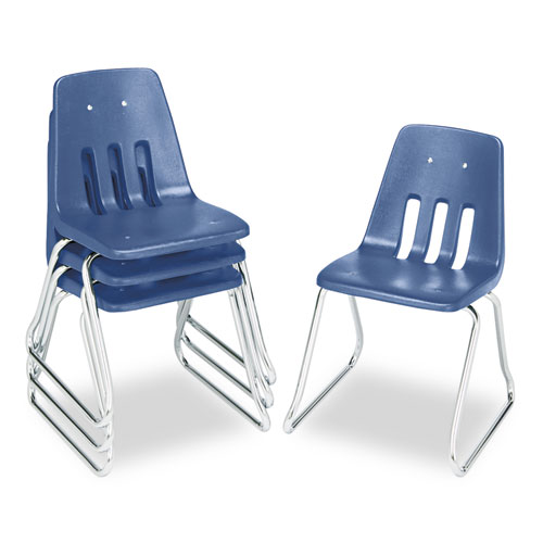 Virco® 9600 Classic Series Classroom Chairs, 16" Seat Height, Blue/Chrome, 4/Carton National