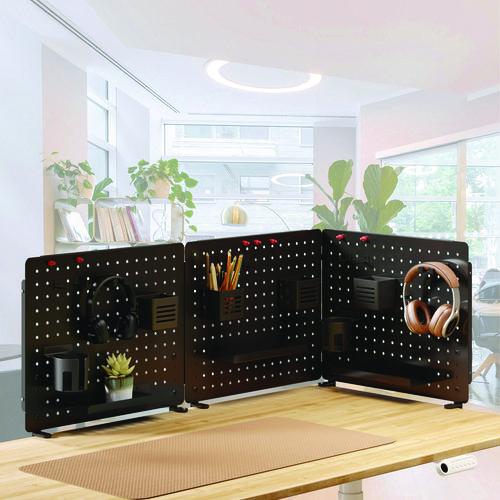 Pegboard Organizer, Three Compartments, 20.58 x 1 x 17, Black, Steel
