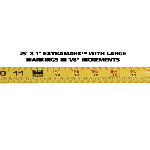 ExtraMark Power Tape, 1" x 25 ft, Steel, Orange/ Black Tape Measures