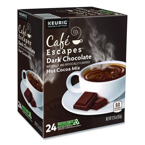 Cafe Escapes Dark Chocolate Hot Cocoa K Cups, 24/ Box Cocoa Café