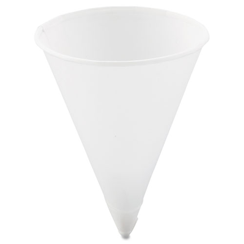 SOLO® Cone Water Cups, Cold, Paper, 4 oz, Rolled Rim, White, 200/Bag, 25 Bags/Carton SESUCO