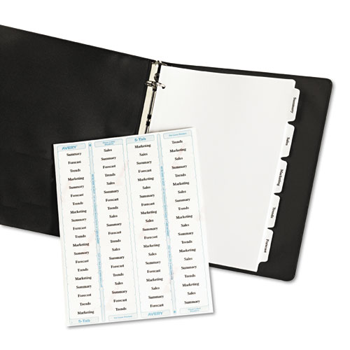 Avery 11436 Index Maker Clear Label Dividers, 5Tab, Letter, White, 5