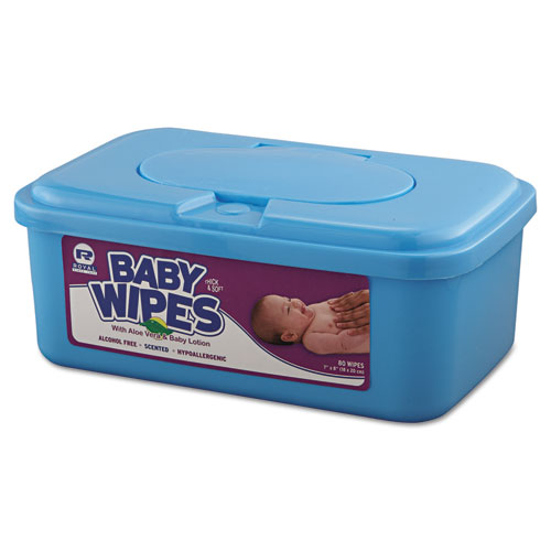Baby Wipes Tub, White, 80/Tub, 12/Carton SupplyTime