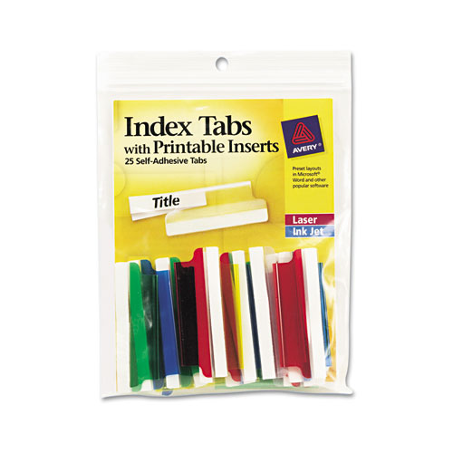 Avery® Insertable Index Tabs with Printable Inserts, Two, Assorted Tab
