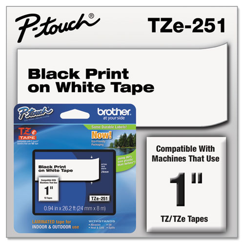 TZe Standard Adhesive Laminated Labeling Tape, 0.94" x 26.2 ft, Black