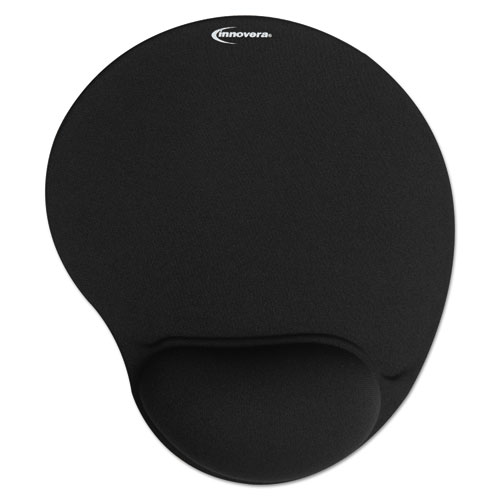 Mouse Pad with FabricCovered Gel Wrist Rest, 10.37 x 8.87, Black