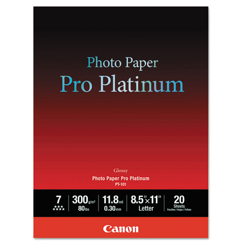 Canon® Photo Paper Pro Platinum, High Gloss, 81/2 x 11, 80 lb., White