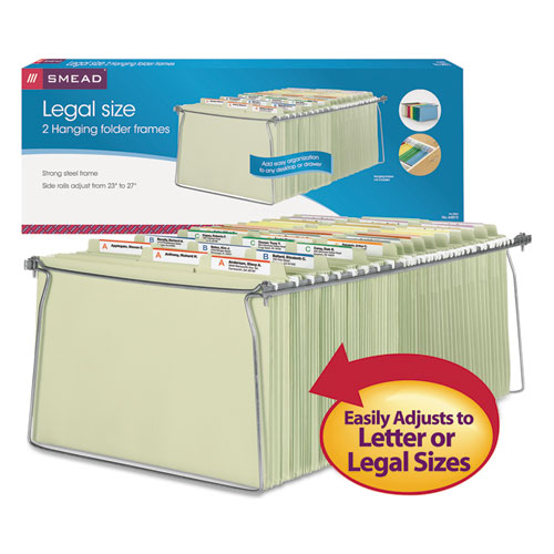 Hanging Folder Frame, Legal Size, 2327" Long, Steel, 2/Pack