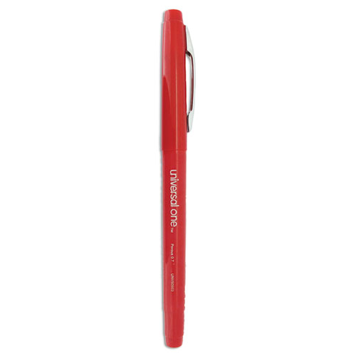 Universal™ Porous Tip Stick Pen, Red Ink, Medium, Dozen National