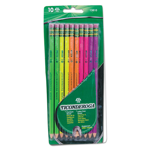 Ticonderoga® PreSharpened Pencil, HB, 2, Assorted Color Barrels, 10