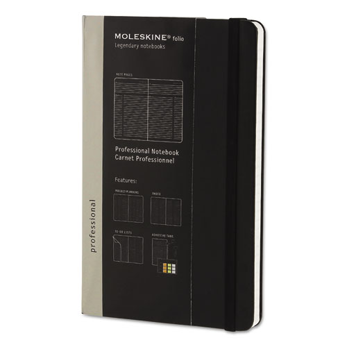 Moleskine® Professional Notebook, Ruled, 8 1/4 x 5, Black Cover, 240