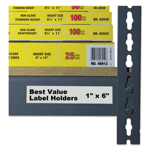 SelfAdhesive Label Holders, Top Load, 1 x 6, Clear, 50/Pack
