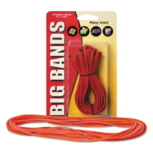 Big Bands Rubber Bands, Size 117B, 0.06" Gauge, Red, 12/ Pack Rubber
