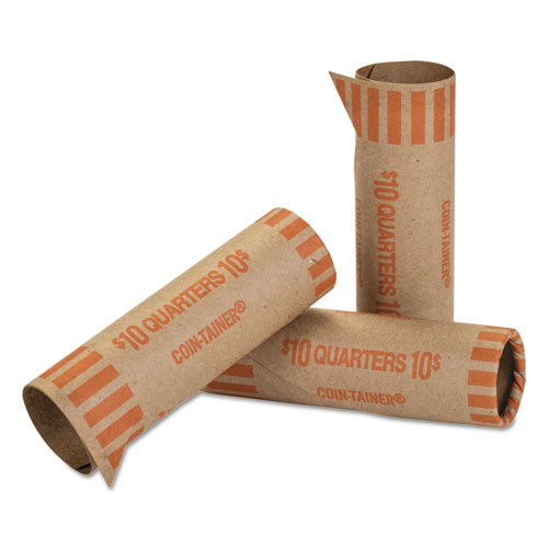 CoinTainer® Preformed Tubular Coin Wrappers, Quarters, 10, 1000 Wrappers/Box National