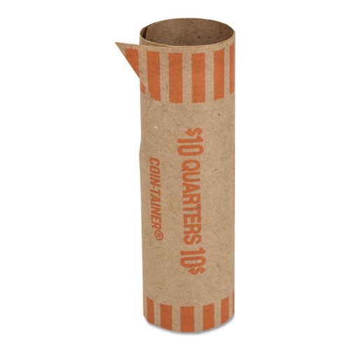 CoinTainer® Preformed Tubular Coin Wrappers, Quarters, 10, 1000 Wrappers/Box National