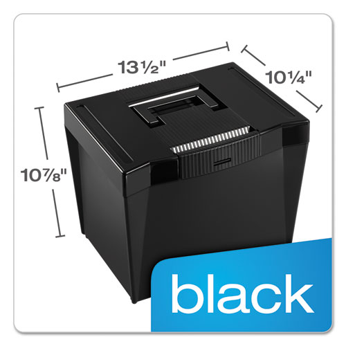 Portable Letter Size File Box, Letter Files, 13.5" x 10.25" x 10.88", Black