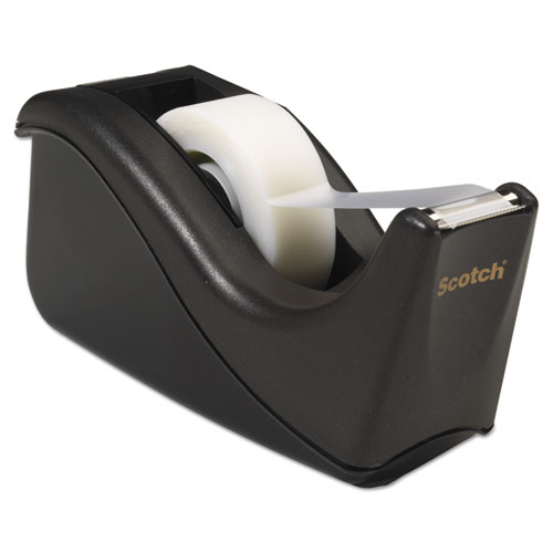 Value Desktop Tape Dispenser, 1" Core, Two Tone Black Tape