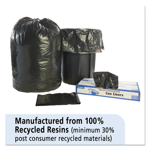 Total Recycled Content Plastic Trash Bags, 65 gal, 1.5 mil, 50" x 51